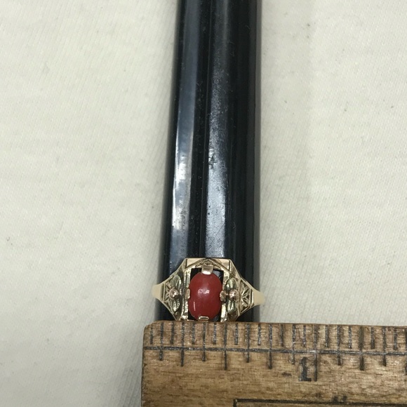 Antique Art Deco 10K Gold Setting Flowers Filigree Decoration Setting Ring 6.25 - Picture 13 of 14